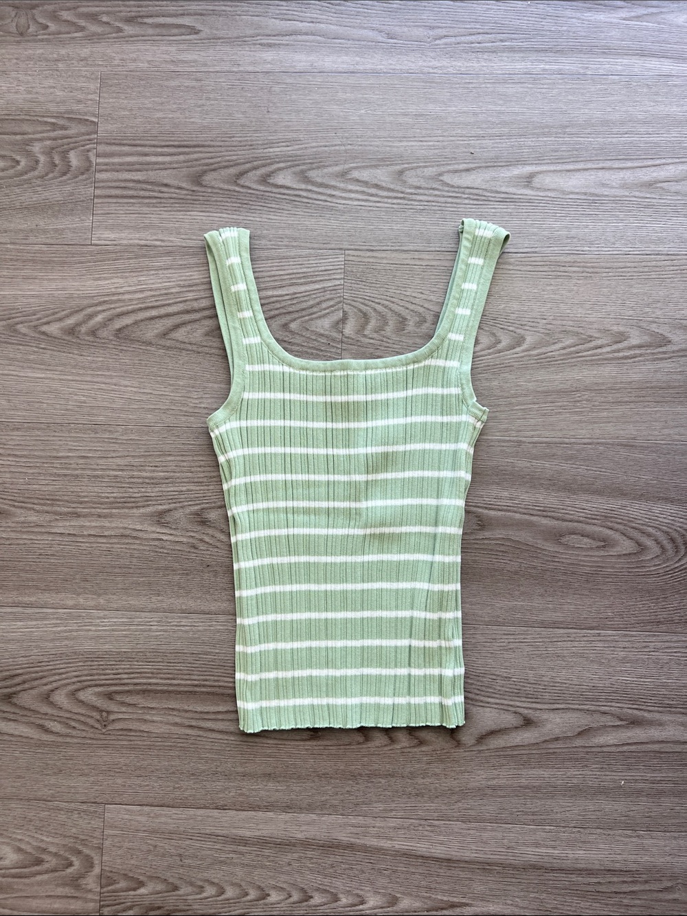 Petal & Pup Light Green and White Ribbed Stripe Tank